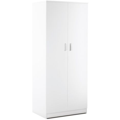 Armadio 2 Ante HOMCOM 90x50x190cm - Con 4 Vani, 2 Cassetti E Appendiabiti, Colore Legno E Bianco, Per Camera