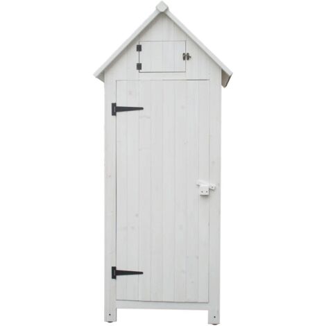 Armadio da giardino in legno di abete bianco 0,77x0,55x1,79h – 3 ripiani – Vernice resistente all'acqua – Certificato FSC – Altona (1/9)