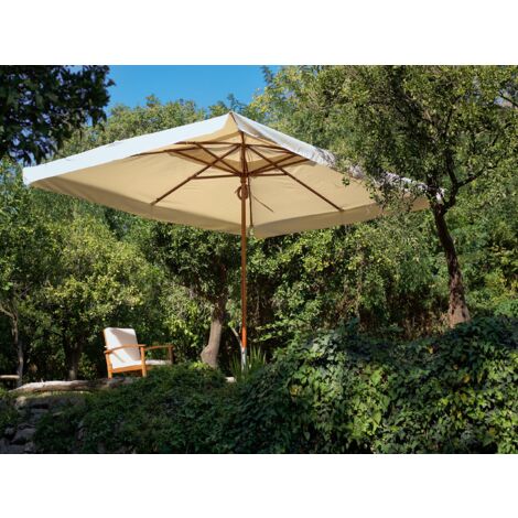 Garden – Ombrellone dritto 3x3 mt ecru – Struttura in legno – Palo centrale ø 48 mm – Telo idrorepellente 240 g/m2 (1/6)