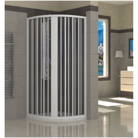Box Doccia Semicircolare Tondo a Soffietto Angolo 70 75 80 90 in PVC Cabina - Misura Semicircolare 75x75