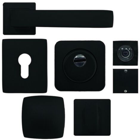 Kit Maniglia Porta Blindata Nero con Accessori Quadri Completo (1/5)