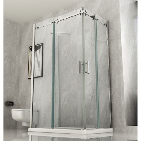 Box Doccia 3 Lati 2 Porte Scorrevoli 70 80 90 100 120 e 1 Parete Fissa Cristallo - Misura Box 3 Lati 90x70x90 (1/5)