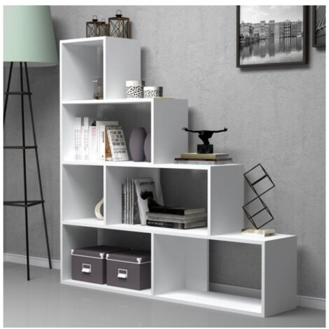 Divisorio Libreria Bianca a Cubi a Scala Scaffale Moderna Mensole Studio Ufficio