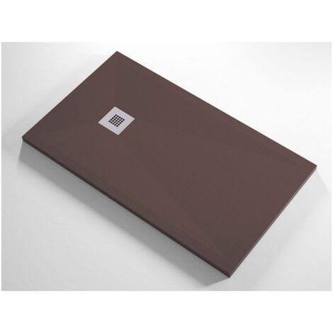 Piatto Doccia Slim Marrone Effetto Pietra Ruvido Resina Marmo Piletta Scarico - Dimensione Piatto 70x120 (1/3)