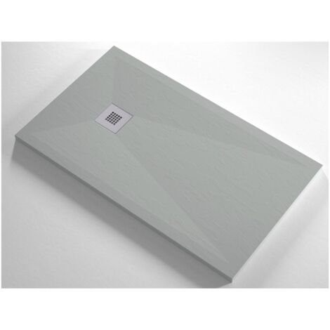 Piatto Doccia Slim Grigio Effetto Pietra da 70 a 210 cm in Resina Marmo Piletta - Dimensione Piatto 70x90 (1/3)