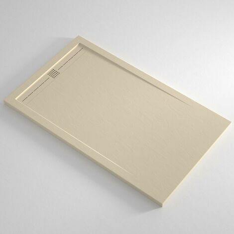 Piatto Doccia Slim Crema in Resina Marmo Effetto Pietra Filo Pavimento Angolare Misura: 80x170
