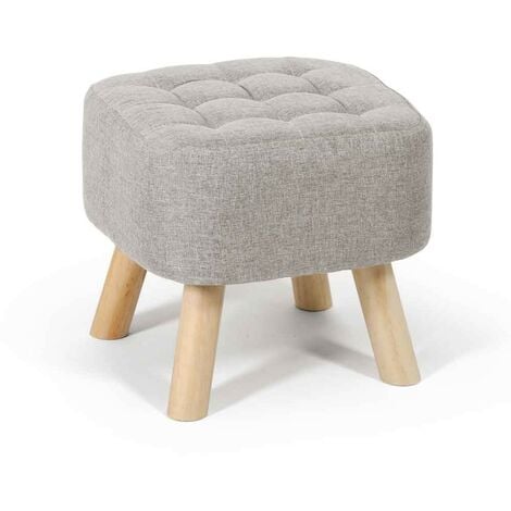 Pouf Quadrato Grigio Seduta Puff Imbottito Poggiapiedi Sgabello Divano  Salotto