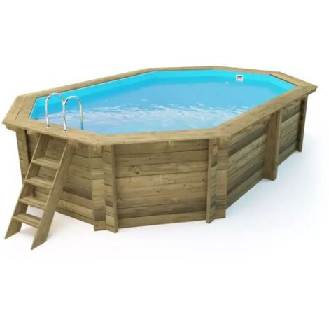Piscina Fuoriterra in Legno 486x336 Ottagonale con Filtro Liner Skimmer Scaletta