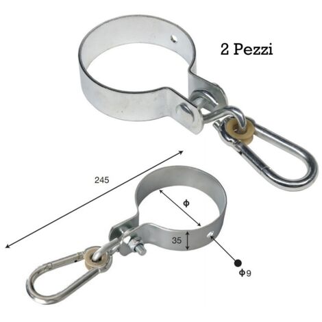 2 Collari 10x10 per Pali in Legno Tondi Acciaio Zincato Sedute Altalena Bambini