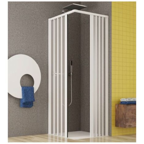 Box Doccia PVC Senza Guide Inferiori per Disabili Scorrevole Porte a Soffietto - Misura Box Angolare 70x80