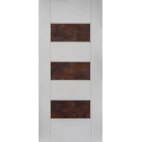 Pannello da Esterno in Vetroresina Bianco con Inserti Corten Noce