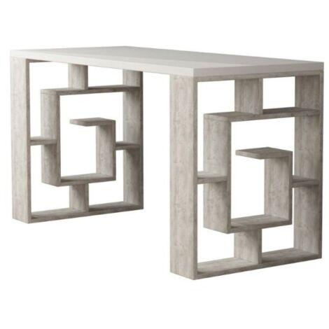 Scrivania Moderna con Libreria Ripiani Scaffali Tavolo Porta PC per Ufficio Sala
