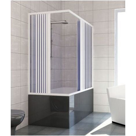 Cabina Box Doccia per Vasca 2 Ante a Soffietto Sopravasca PVC Angolare Colorato - Misura 70x160