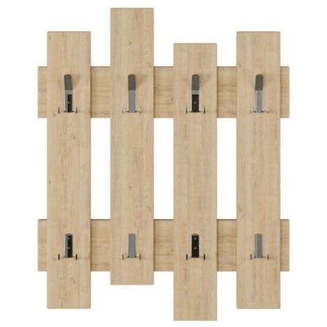 Mobile da Ingresso a Muro Appendiabiti Moderno a Parete in Legno Rovere Ganci