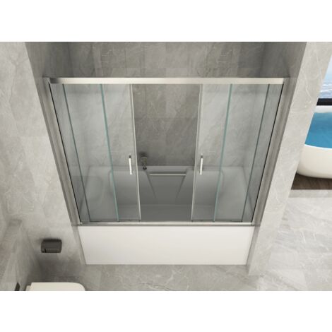 Parete Sopravasca 1 lato 6 mm Scorrevole in Cristallo Box Vasca da Bagno Doccia - Misura 170 Apertura centrale