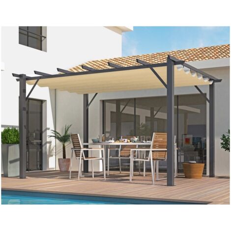 Pergola da giardino 3x4 m in alluminio con telo retrattile