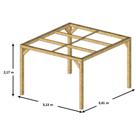 Pergola Thermauvent in Legno Trattato ad Alta Temperatura 341x313 H217 Pali 12x12