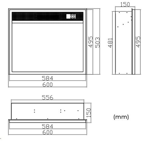 Malmö camino elettrico da incasso 61,5x20x45h effetto fiamma LED