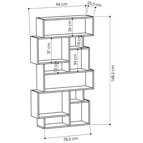 Libreria in Legno Cemento Orizzontale Verticale Bifacciale Moderna