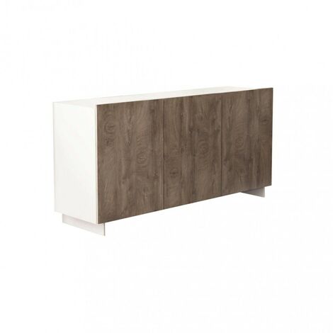 Credenza salotto/sala da pranzo, mobile buffet WIND 1 porta, 3 cassetti,  struttura colore CEMENTO, porta e cassetti colore BIANCO OPACO. Dimensioni:  120x40x86cm.