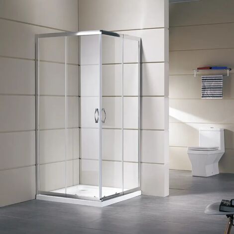 Box Doccia Vetro Trasparente Anticalcare Temperato 4MM Apertura Angolare Doppio Scorrevole H185 70 x 80 x h185 cm