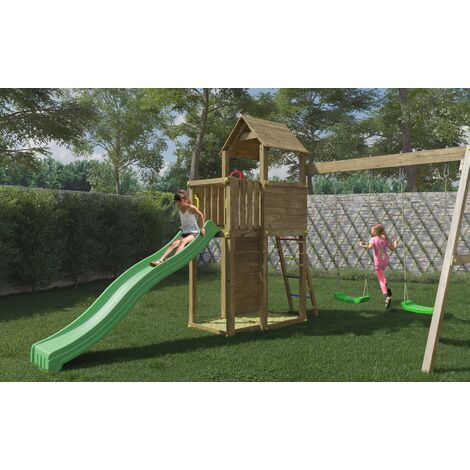 Parco Giochi in Legno per Bimbi da Giardino Altalena Scivolo Arrampicata