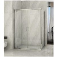 Box Doccia Angolare 2 Ante Battente Saloon Parete Fissa Vetro 6 mm in Cristallo - Misura Box Angolare 80x80