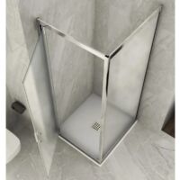 Box Doccia Angolare 1 Anta Fissa Anta Battente 2 Lati Opaco Vetro 6mm Cristallo - Misura Box Angolare 65x70
