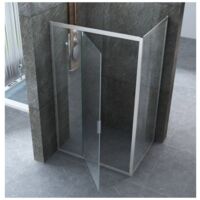 Box Doccia 1 Anta Fissa Battente 2 Lati Parete Vetro 6mm Cristallo Trasparente - Misura Box Angolare 75x140