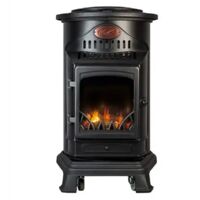 Stufa a Gas 3.4 Kw Effetto Camino Fiamma Vera Nero Matt con Controllo Calore