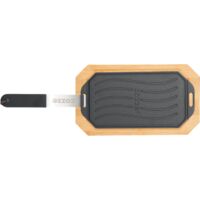 Piastra in Ghisa con Vassoio in Legno 33x16,5 Versatile per Carne e Pesce
