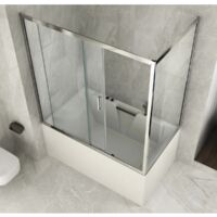 Parete Sopravasca 2 lato 6 mm Scorrevole in Cristallo Box Vasca da Bagno Doccia - Misura Box Angolare 80x145