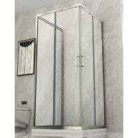 Box Doccia tre 3 Lati 6 mm 2 Scorrevoli Trasparente Anta fissa 70x 80 90 100 120 - Misura Box 3 Lati 90x120x90