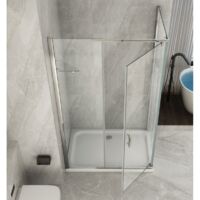 Box Cabina Doccia Anta Battente 70 80 90 100 120 140 Parete Fissa 8mm Cristallo - Misura Box Angolare 70x130