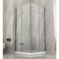Box Cabina Doccia 2 Anta Battente 70 x 80 90 100 Fissa 8 mm Angolare Cristallo - Misura Box Angolare 100x90