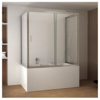 Box Vasca da Bagno 3 lati 6 mm Scorrevole in Cristallo Parete Sopravasca Doccia - Misura 70x140x70