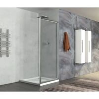 Anta Fissa Vetro Trasparente 6MM Telaio in Alluminio Reversibile - 80 x H190 cm 78-80 xh190