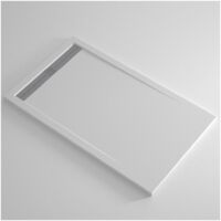 Piatto Doccia Slim Bianco Effetto Pietra Ruvido Filo Pavimento Piletta Scarico - Dimensione Piatto 80x120