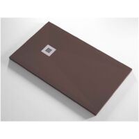 Piatto Doccia Slim Marrone Effetto Pietra Ruvido Resina Marmo Piletta Scarico - Dimensione Piatto 80x90