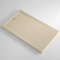 Piatto Doccia Slim Crema in Resina Marmo Effetto Pietra Filo Pavimento Angolare Misura: 80x90
