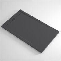 Piatto Doccia Slim Antracite Marmoresina Effetto Pietra Ruvido Pavimento Piletta - Dimensione Piatto 80x80