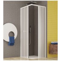 Box Doccia PVC Senza Guide Inferiori per Disabili Scorrevole Porte a Soffietto - Misura Box Angolare 80x80