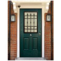 Porta Blindata Classica con Vetro per Esterno Portoncino Blindato Vetrato Verde