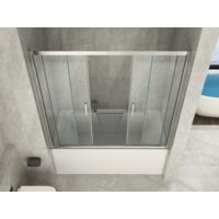 Parete Sopravasca 1 lato 6 mm Scorrevole in Cristallo Box Vasca da Bagno Doccia - Misura 170 Apertura centrale