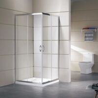 Box Doccia Vetro Trasparente Anticalcare Temperato 4MM Apertura Angolare Doppio Scorrevole H185 75 x 75 x h185 cm