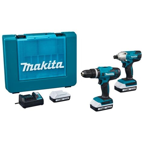 MAKITA Trapano a percussione Alimentazione a batteria 18 V Li-Ion (2 x 2.0  Ah) con kit 74 accessori - HP488DAEX1