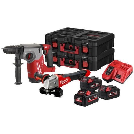 Makita kit utensili 18V - Trapano, Smerigliatrice, Tassellatore, 2 batterie  5Ah