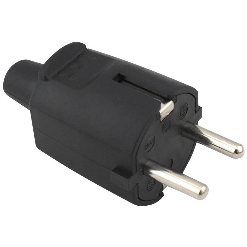 Clavija bipolar entrada cable recta 4.8mm Negro