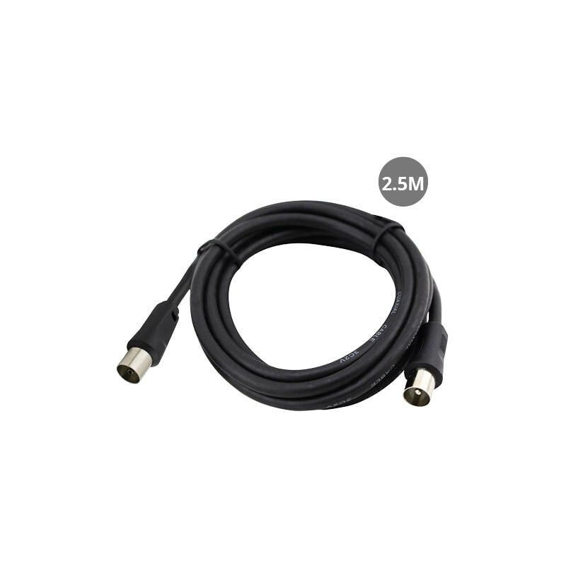 Cable coaxial TV 2,5M de macho a hembra Negro