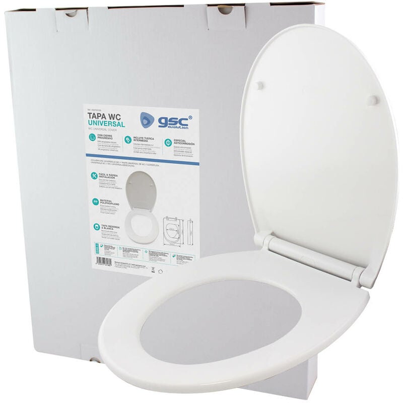 Tapa WC, tapa wc universal amortiguada Asiento de Inodoro de Cierre Suave  en Forma de D con Liberación Rápida para una Fácil Limpieza, Blanco,02A